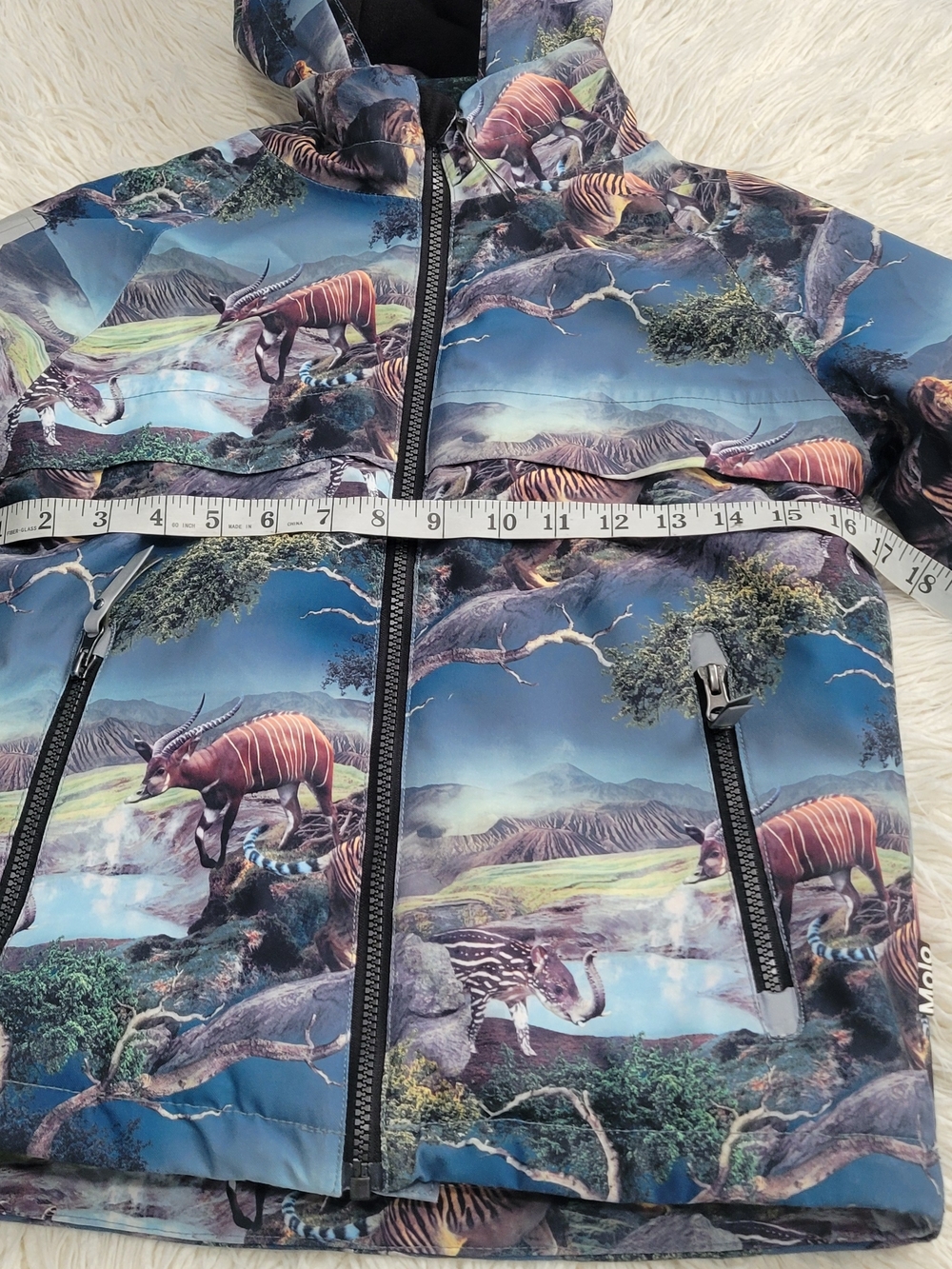 Molo Kids Blue Woodland Print Hooded Jacket - Picture 13 of 14
